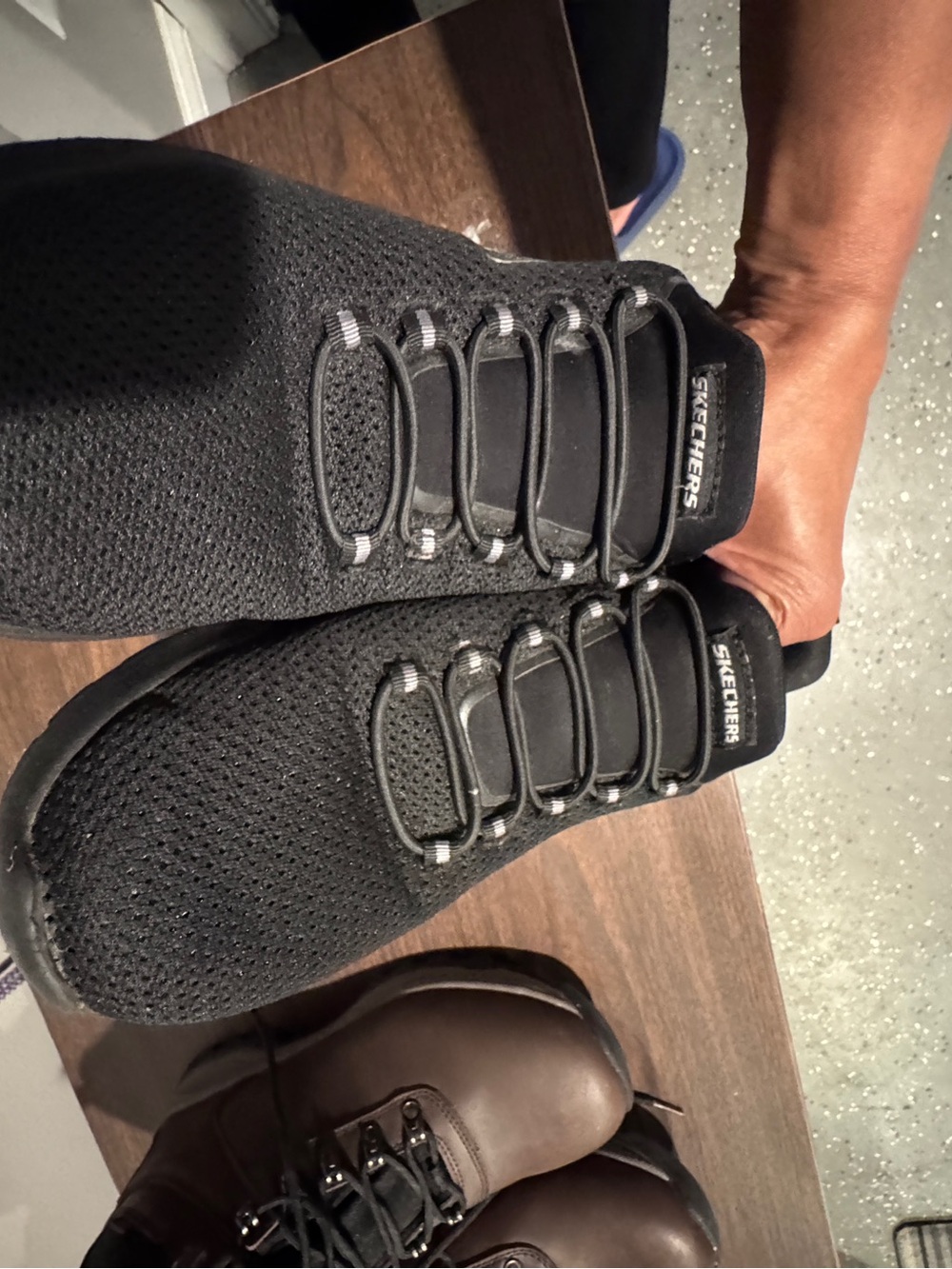 Skechers women's Black Knit Slip-On Athletic Sneakers